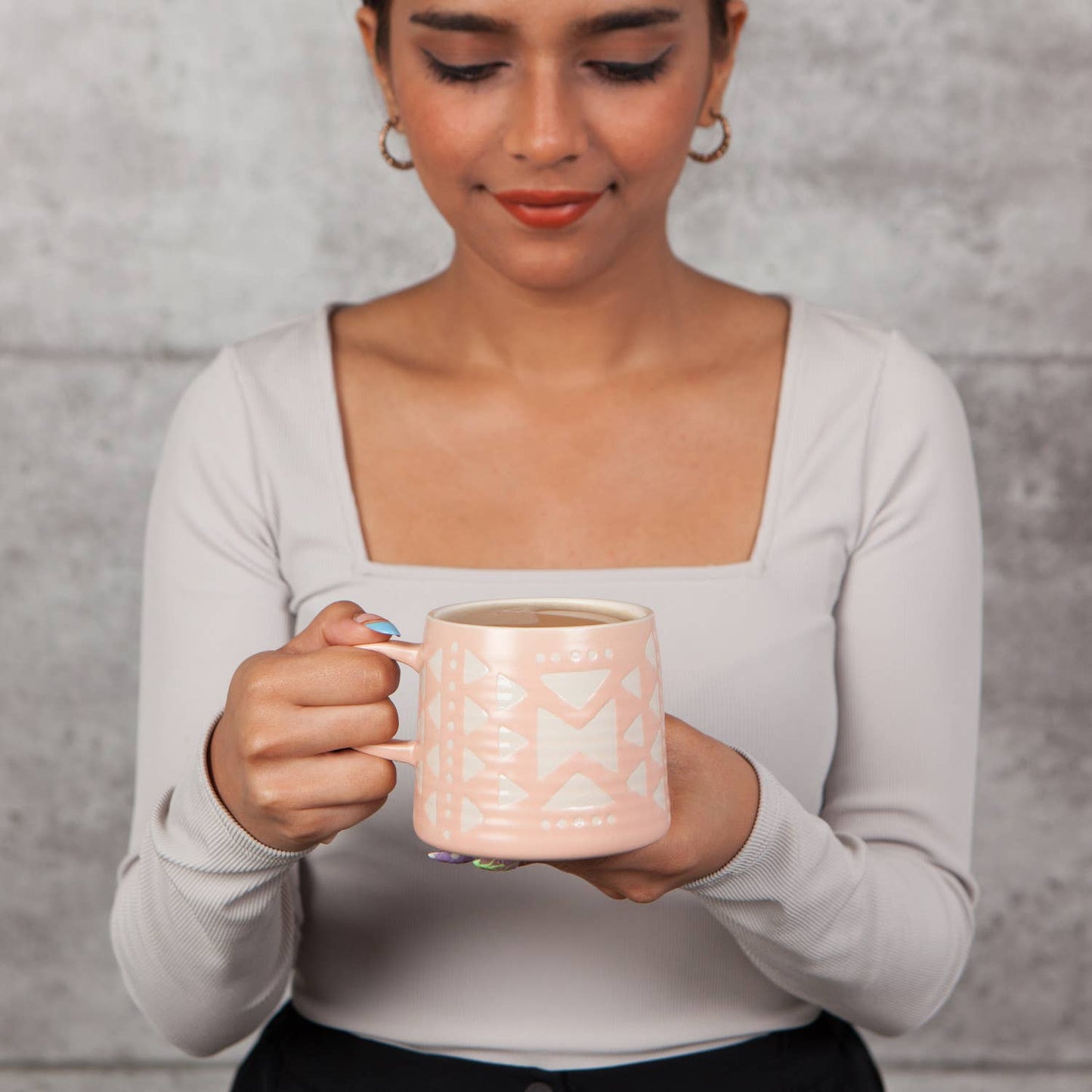 Danica Studio - Danica Studio Pink Imprint Stoneware Mugs 12 oz