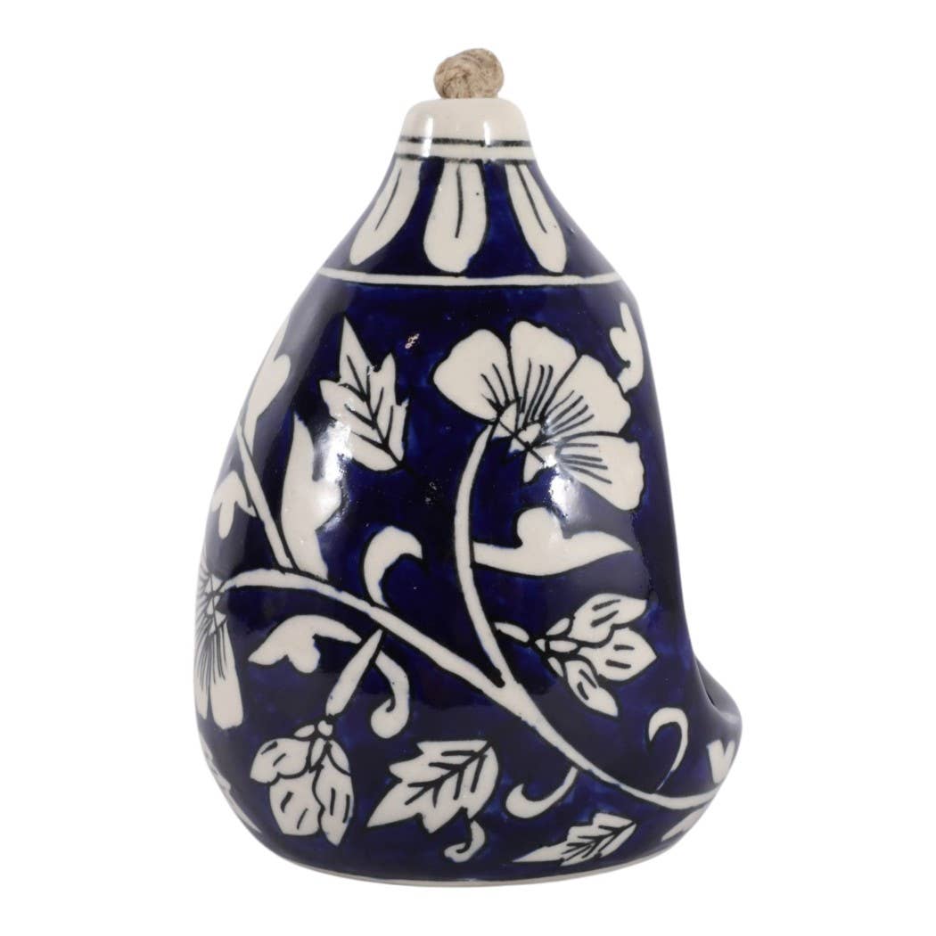 Sagebrook Home - Bird Feeder - Blue/White Ceramic Teardrop Shape House, 12 in