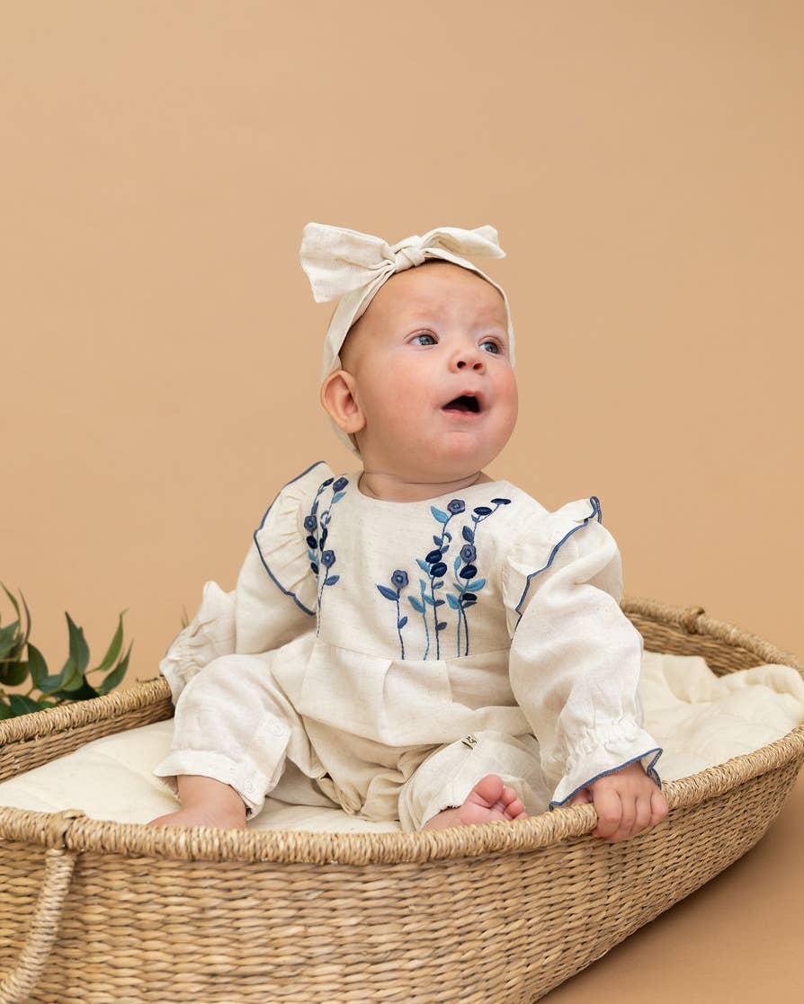 Viverano Organics - Atrani Embroidered Baby Romper & Headband (Organic)