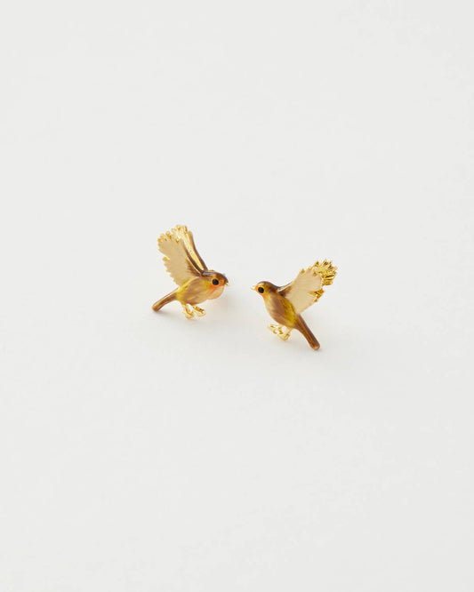 Fable England - FABLE Enamel Flying Robin Stud Earrings