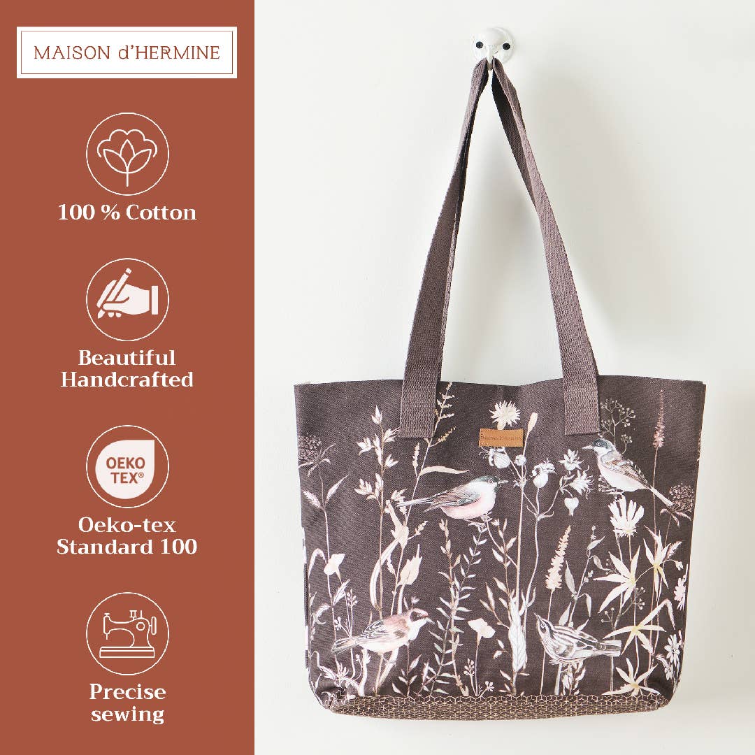 Maison d'Hermine - Design in Every Thread - Canvas Tote Bag 100% Cotton Meadow Florals - 17.7" x 14.5"