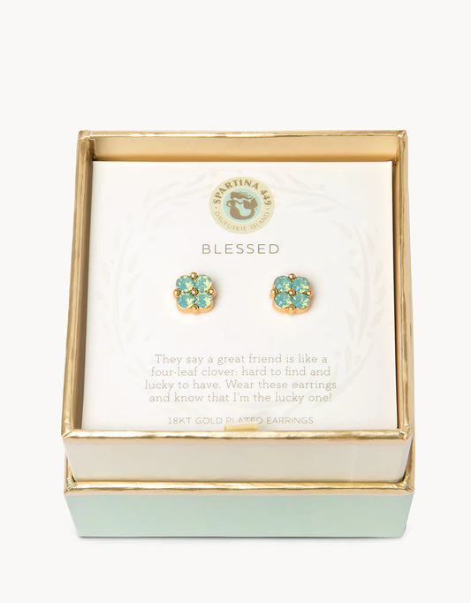 Sea la Vie Stud Earrings - Blessed Sea Foam Clover