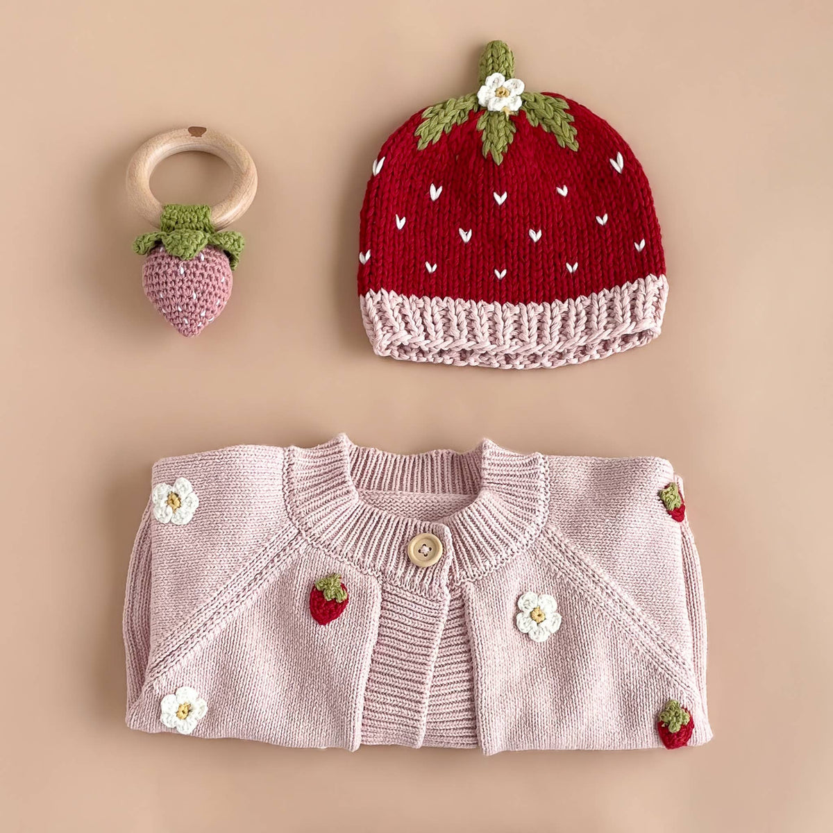 The Blueberry Hill - Cotton Strawberry Beanie Baby Girls Hat Clothing Summer Gift