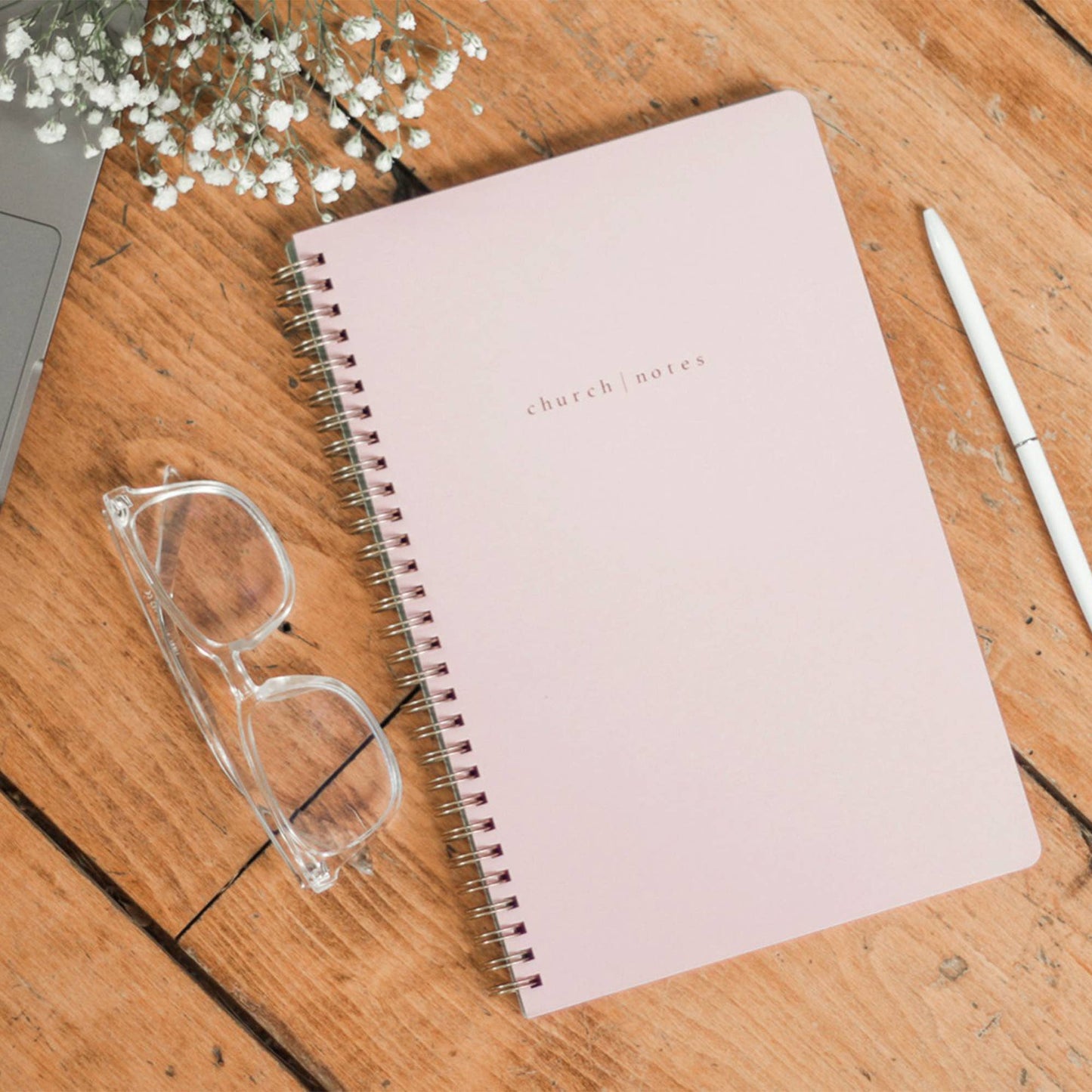 Blush Pink Spiral Church Notes Notebook