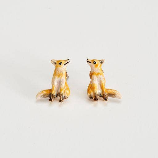 Fable England - Enamel Fox Stud Earrings: Hanging Box