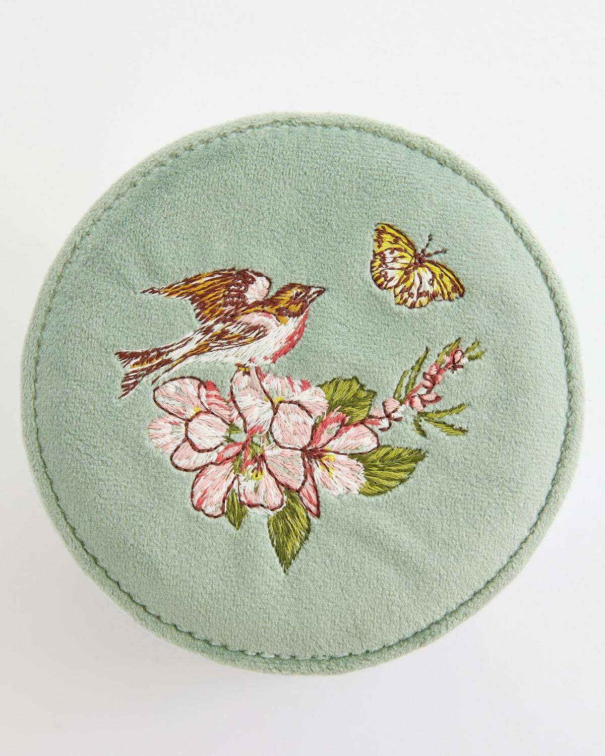 Fable England - Morning Song Bird Embroidered Round Jewellery Box