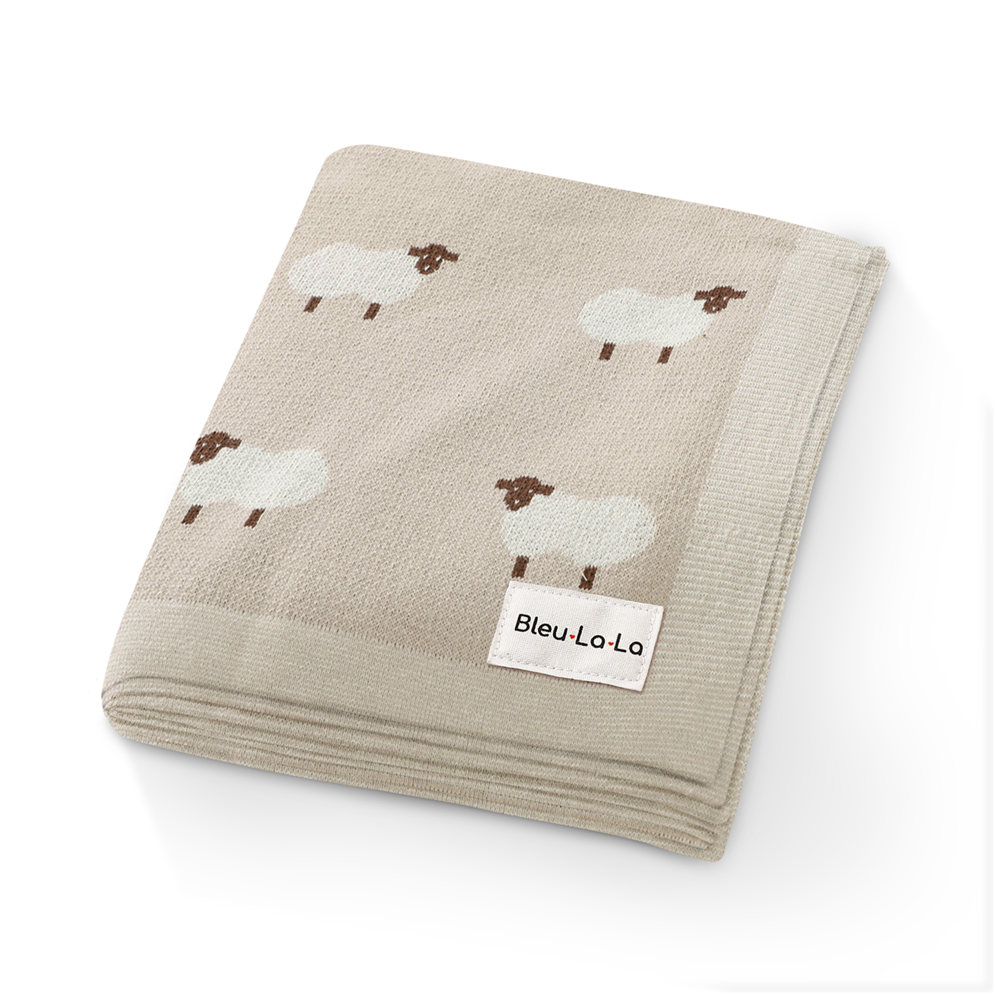 Bleu La La - 100% Luxury Cotton Swaddle Receiving Baby Blanket - Sheep: Taupe