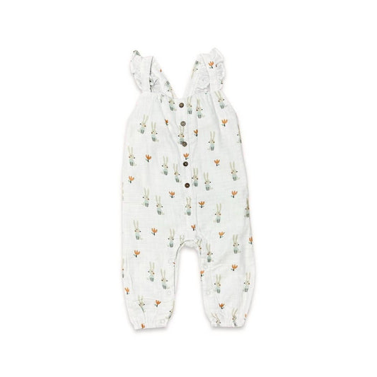 Viverano Organics - Bunny Ruffle & Button Sleeveless Jumpsuit (Organic Muslin)