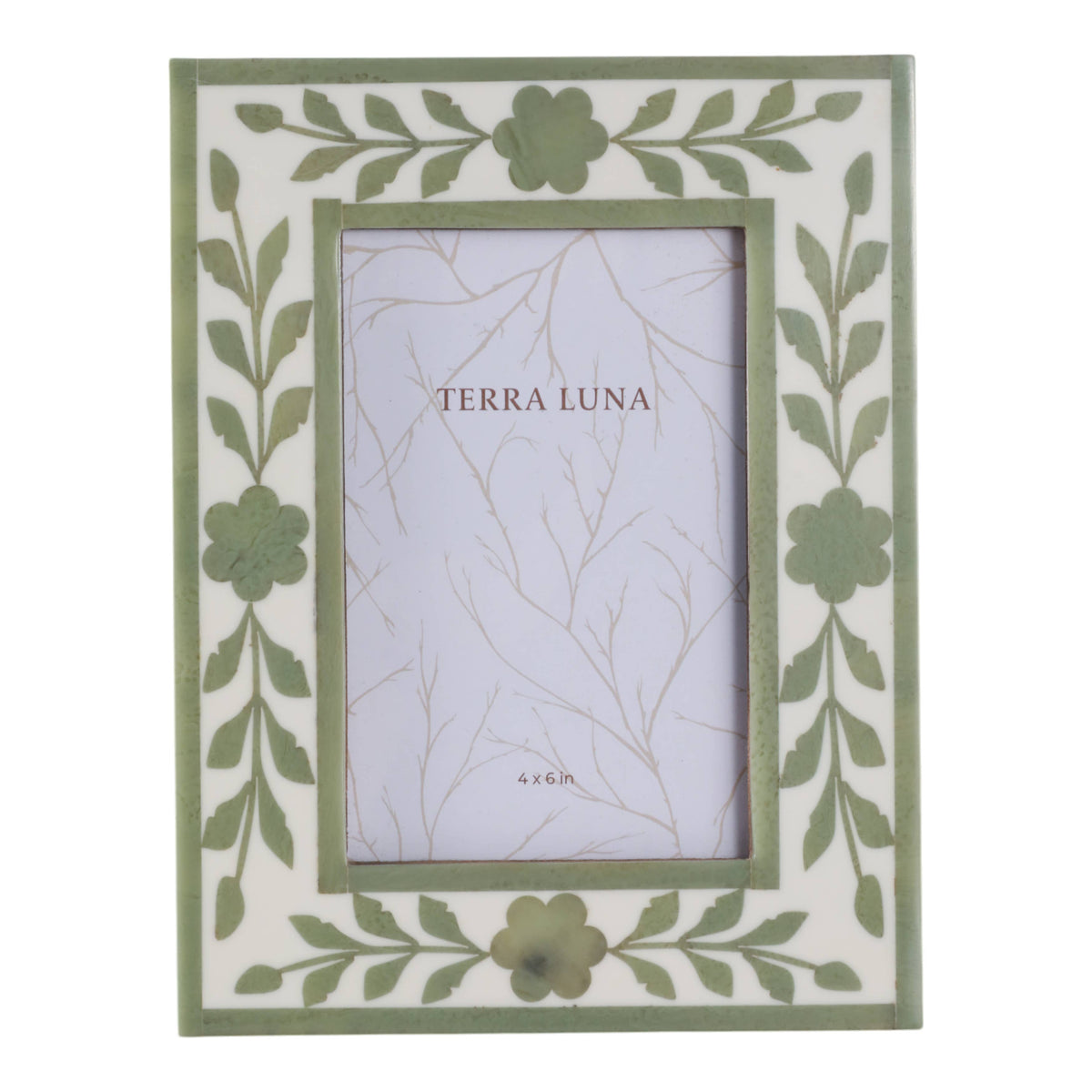 Sagebrook Home - White/Green 4x6 in. Wooden Petals Photo Frame