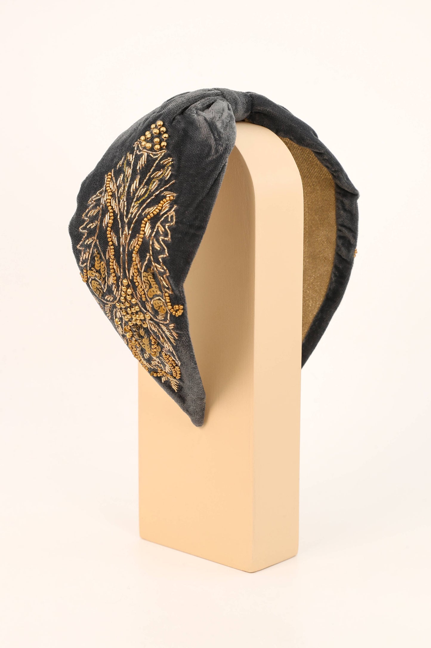 Powder Design inc - Embellished Wide Velvet Headband - Charcoal