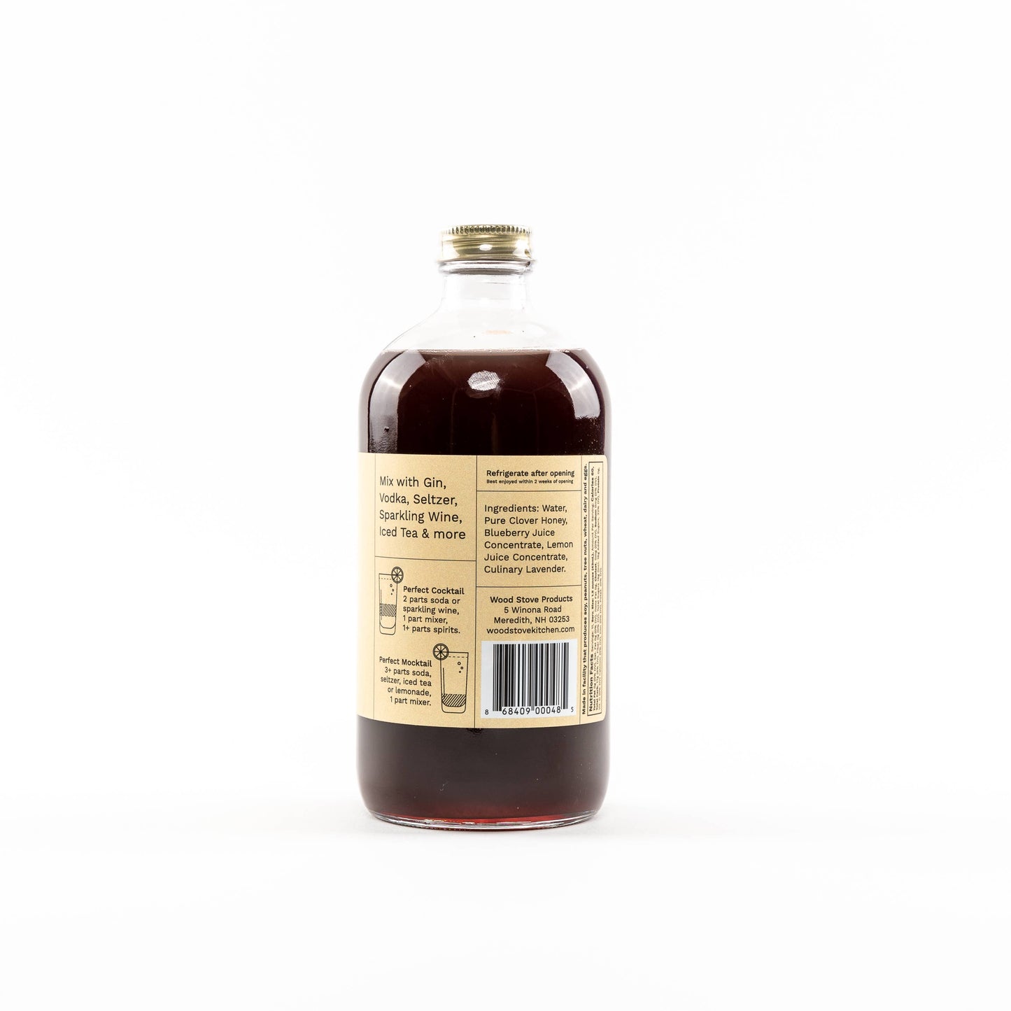 Wood Stove Kitchen - Blueberry and Lavender Cocktail Mixer and Mocktail Mixer, 16 fl oz