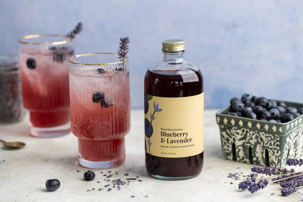 Wood Stove Kitchen - Blueberry and Lavender Cocktail Mixer and Mocktail Mixer, 16 fl oz