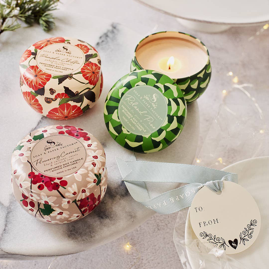 Soap & Paper Factory - Small Tin Soy Candle Trio Gift Set - Holiday