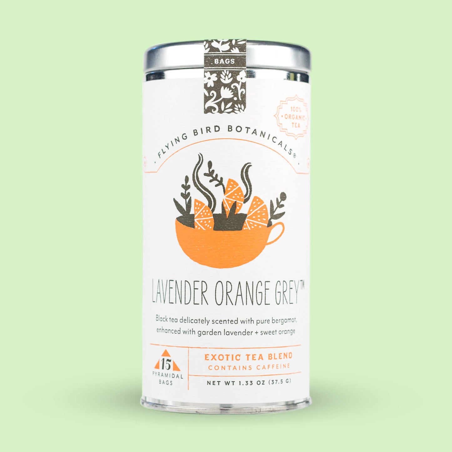 Flying Bird Botanicals - Lavender Orange Grey – 15 Tea Bag Tin