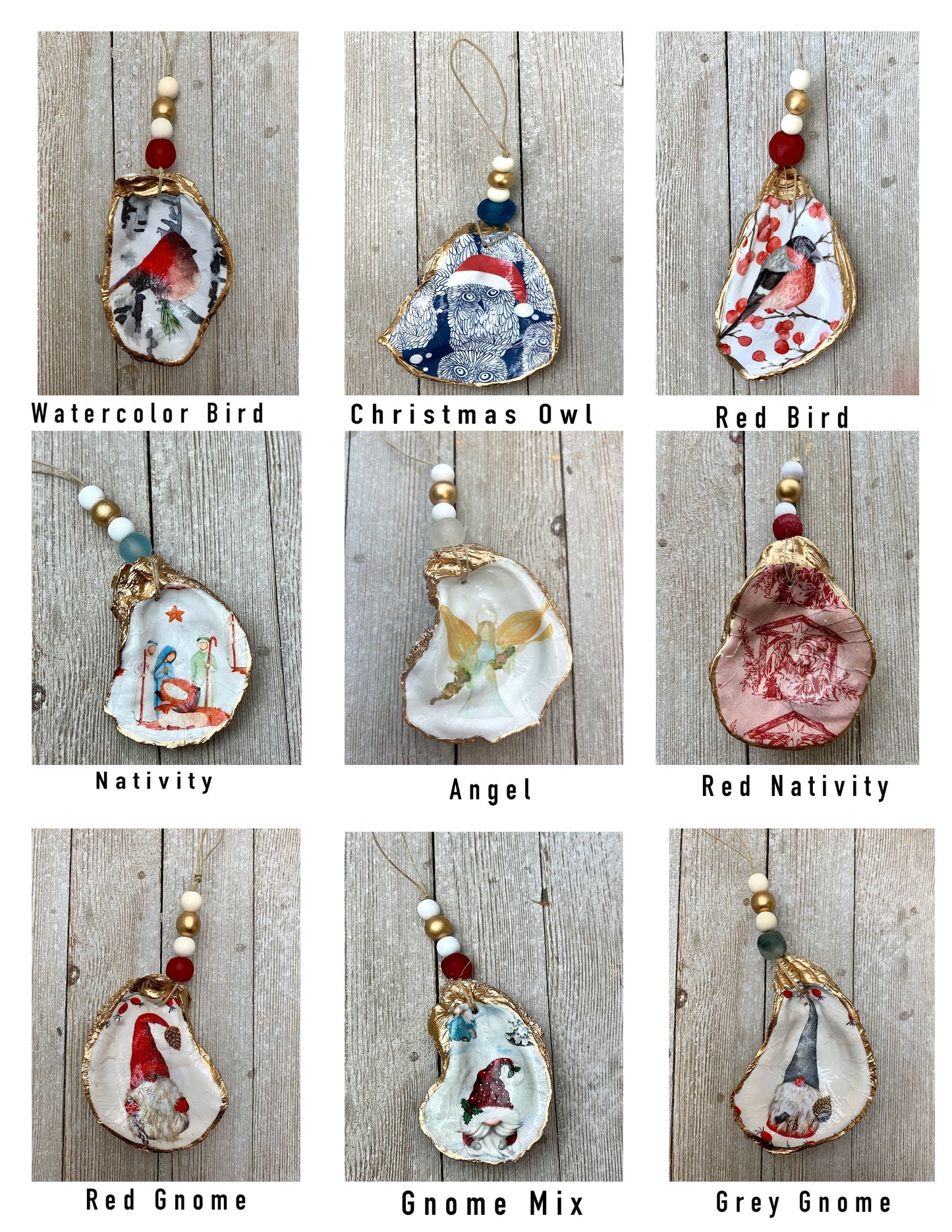 Oyster Ornaments- Decoupage Christmas Designs: Gold Tree