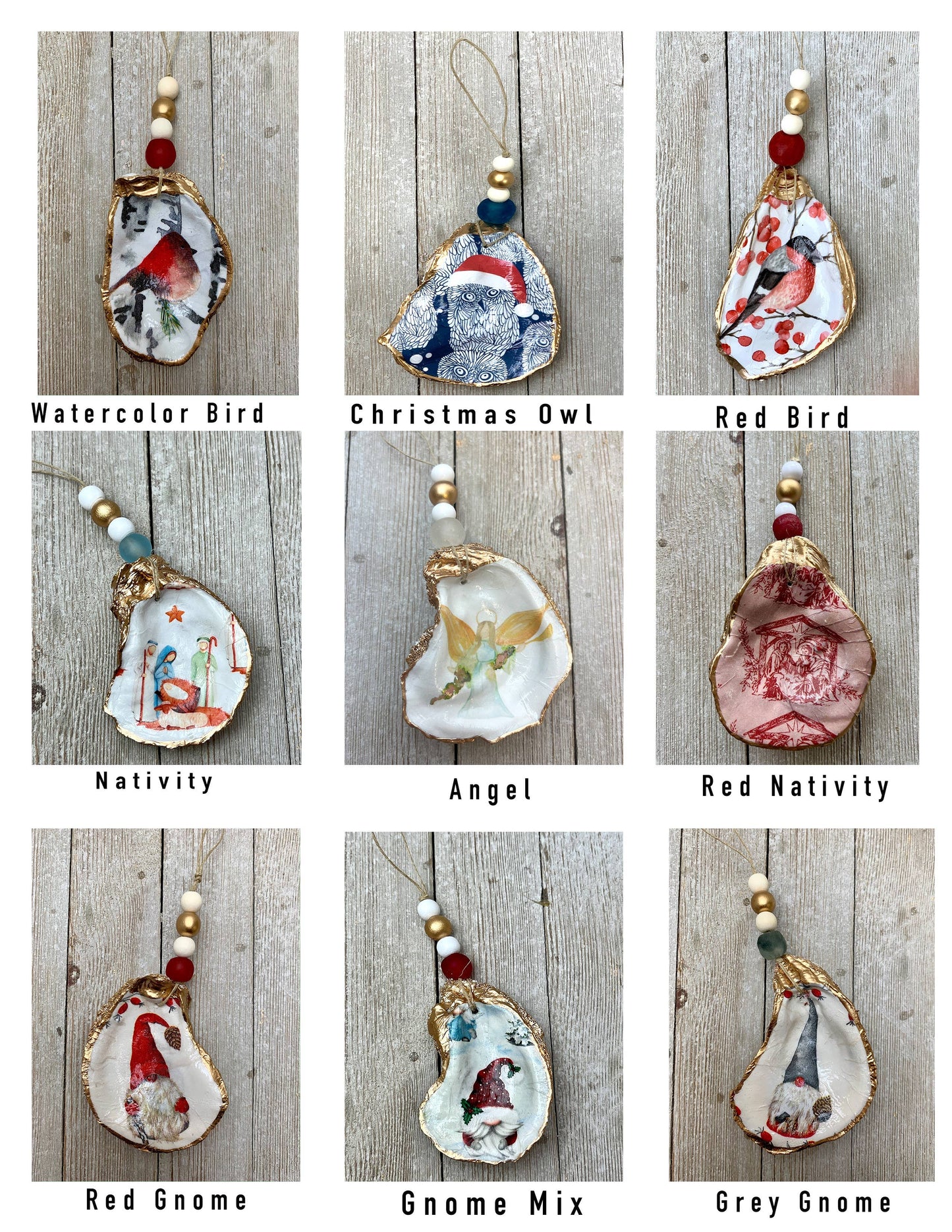 Oyster Ornaments- Decoupage Christmas Designs: Ginger Jar Tree