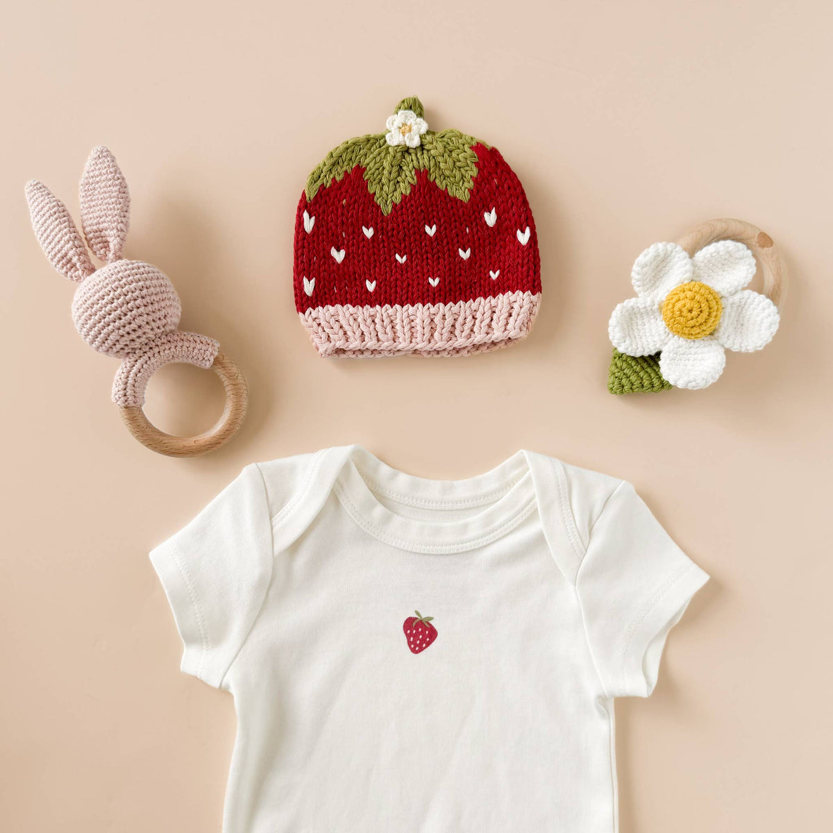 The Blueberry Hill - Cotton Strawberry Beanie Baby Girls Hat Clothing Summer Gift
