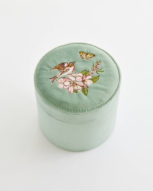 Fable England - Morning Song Bird Embroidered Round Jewellery Box