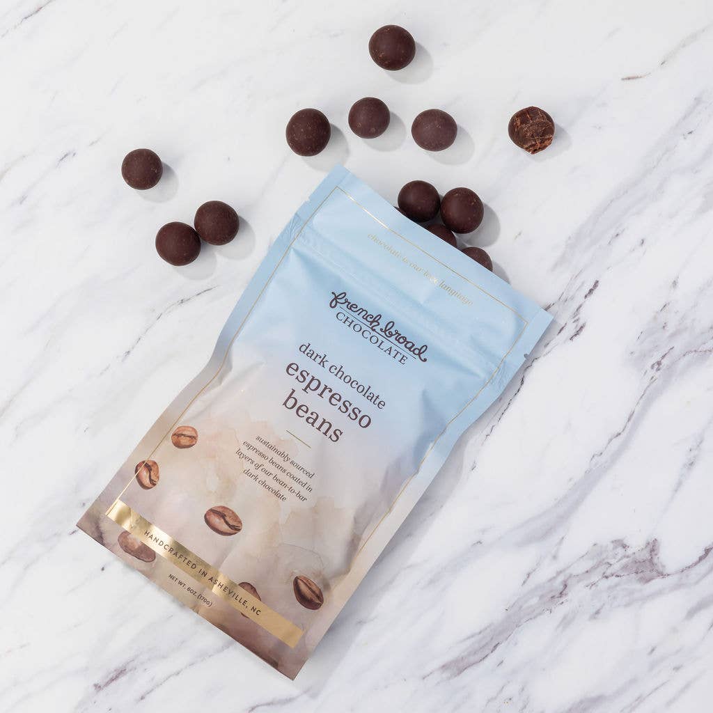 French Broad Chocolate - Dark Chocolate-Covered Espresso Beans - 6oz