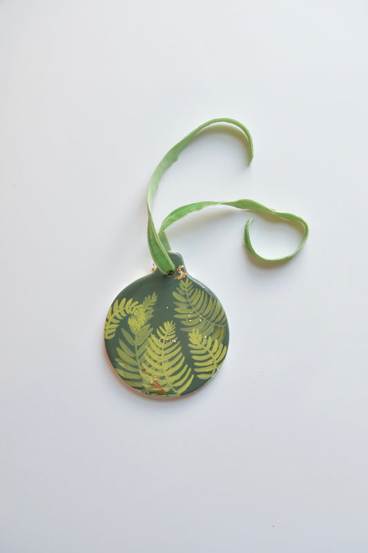 Forest Ferns Ceramic Art Ornament