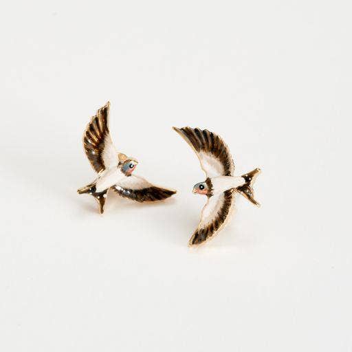 Fable England - Enamel Swallow Stud Earrings: Matchbox