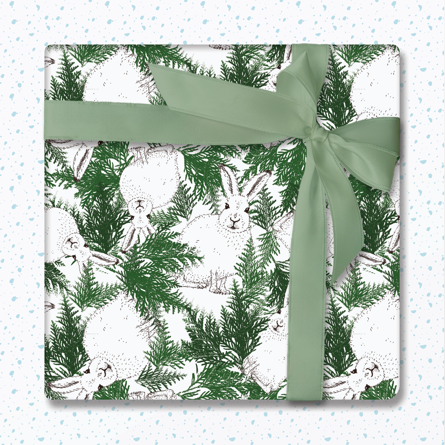 Ballard & Prescott - Arctic Hares in Pine – Double-Sided Winter Wrapping Paper