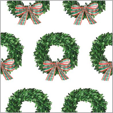 WH Hostess Social Stationery - Wreath with Tartan Bow Gift Wrap Sheets