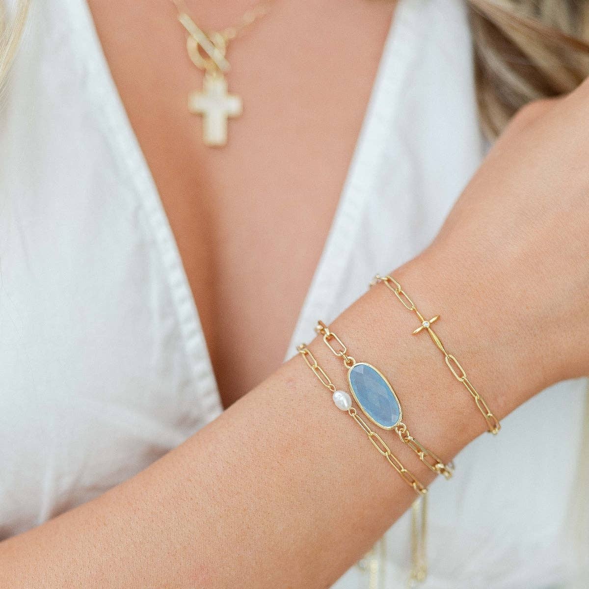 Splendid Iris - Oval Stone Pulley Bracelet