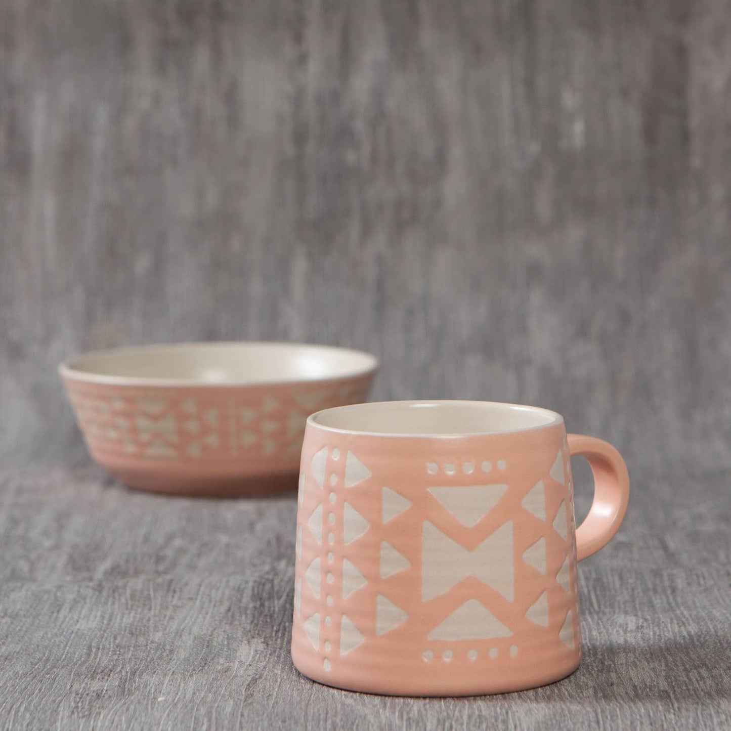 Danica Studio - Danica Studio Pink Imprint Stoneware Mugs 12 oz