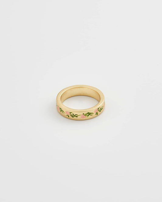 Fable England - FABLE Pink Floral Hoop Ring: Small