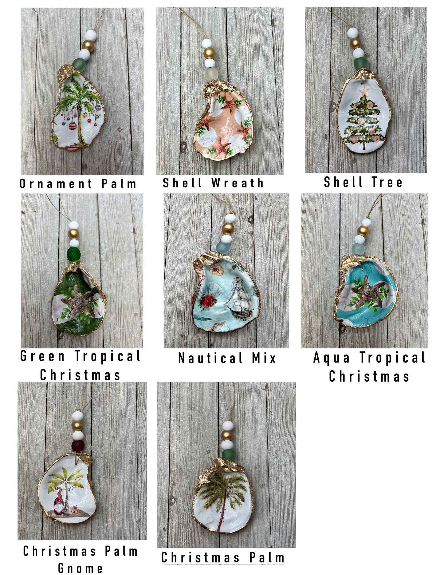 Oyster Ornaments- Decoupage Christmas Designs: Gold Tree