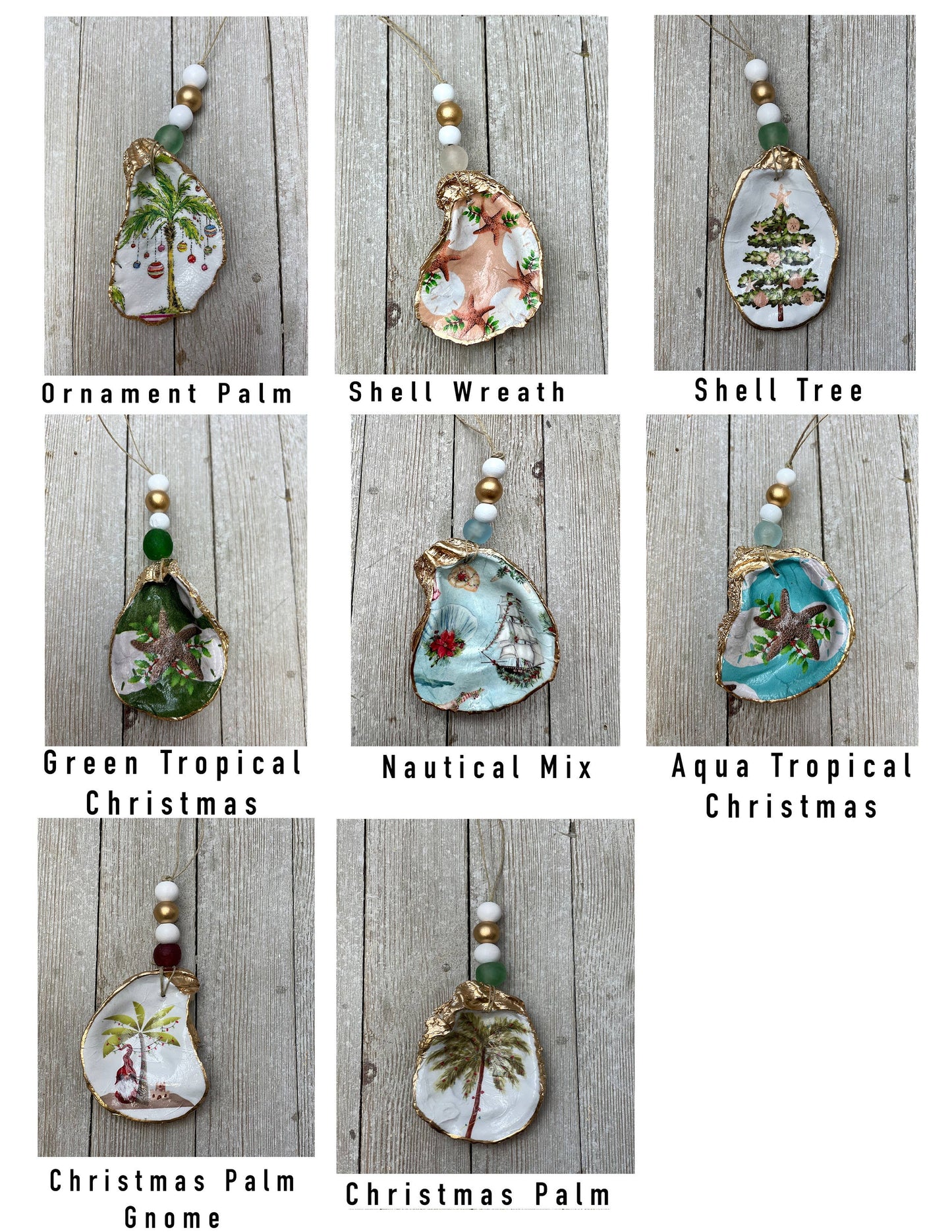 Oyster Ornaments- Decoupage Christmas Designs: Blue Cardinals