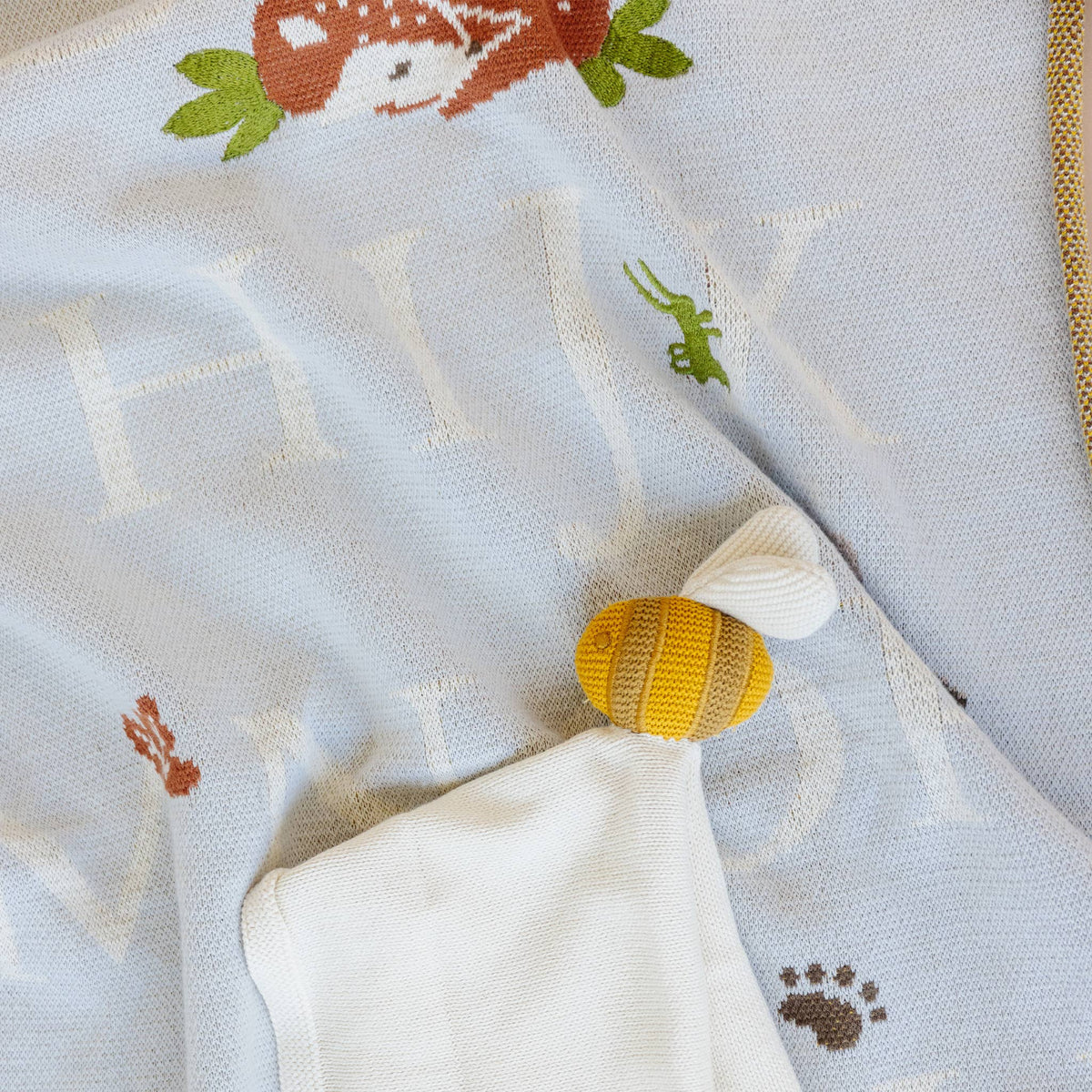 The Blueberry Hill - Lovey Bee Cream Baby Gift Blanket Toy Spring Cuddle Cloth