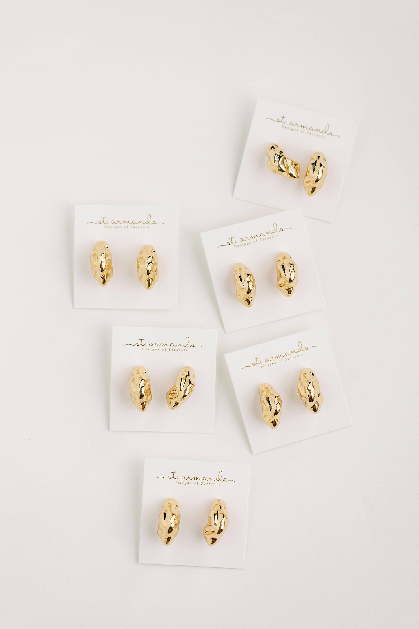 St Armands Designs of Sarasota - Crumpled Gold Vintage Style Huggie Hoops