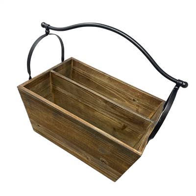 David Christopher's Collection - Wood Basket with Metal Handle