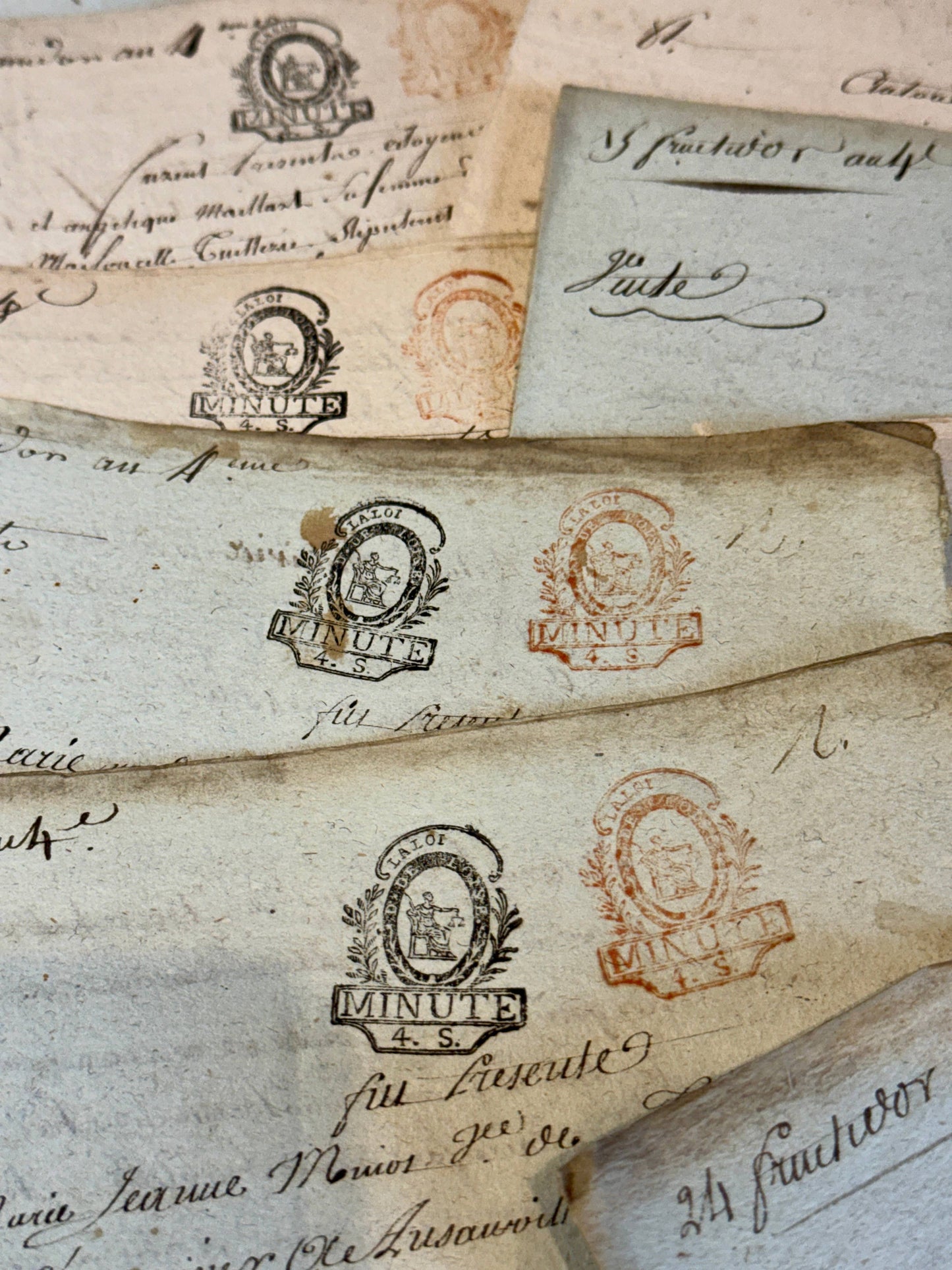 Monahan Papers - 1700s Double Red and Black Stamped Antique French Document