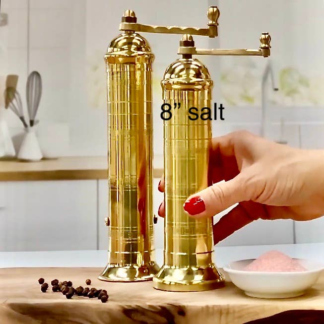 Rune-Jakobsen Design - High-sell through: 'Brass Mill' - 8" salt grinder