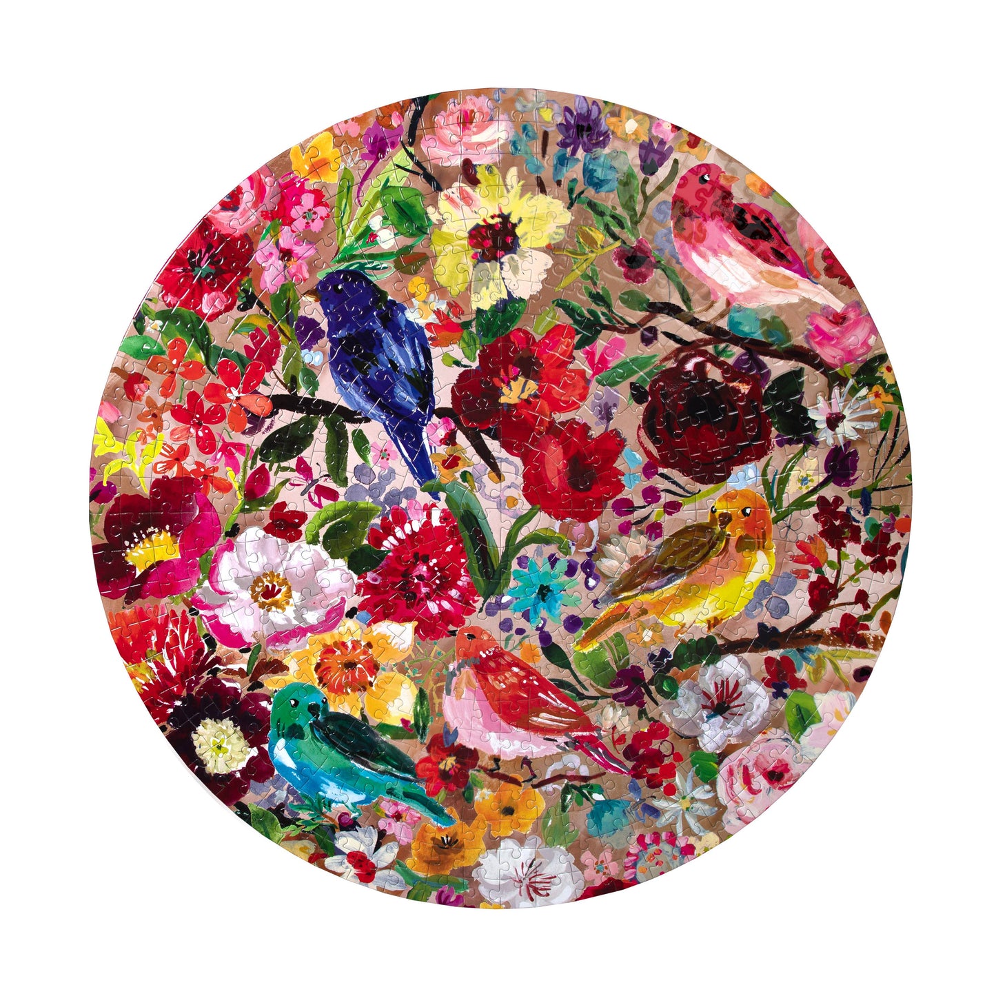 eeBoo - Birds and Blossoms 500 Piece Round Puzzle