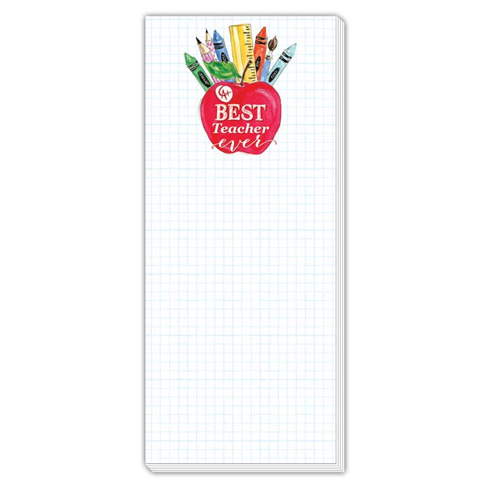 RosanneBeck Collections - Best Teacher Apple Crayons and Pencils Skinny Notepad