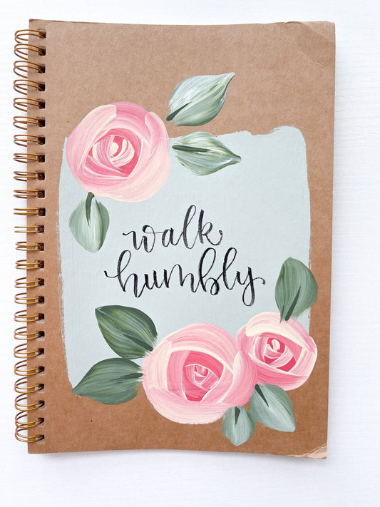 Wheat and Honey Co. - Walk humbly, Hand-Painted Spiral Bound Journal