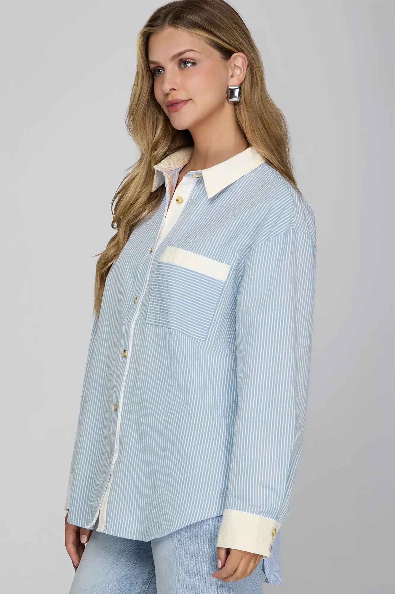 Floret Blue and White Striped Shirt