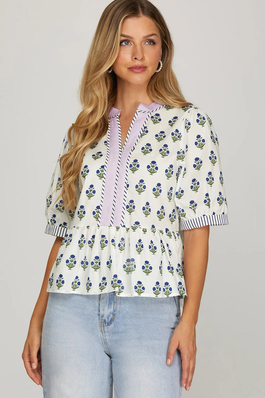 Bianca Block Print Top