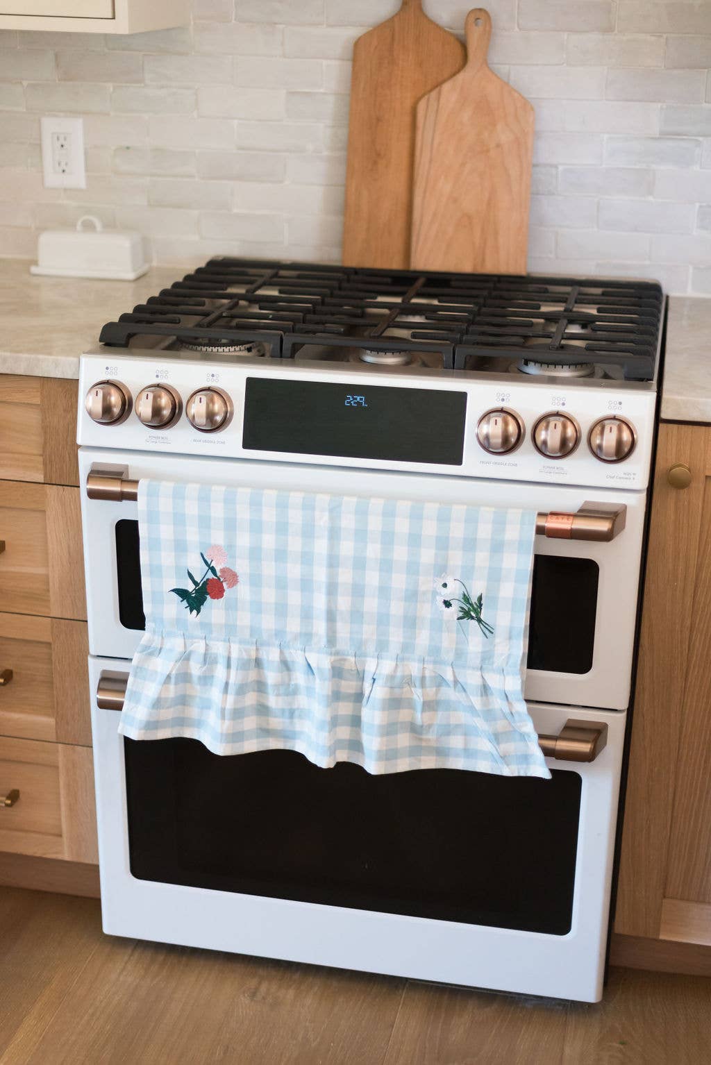 Galley and Fen - Blue Ruffled Gingham Dish Towel: blue