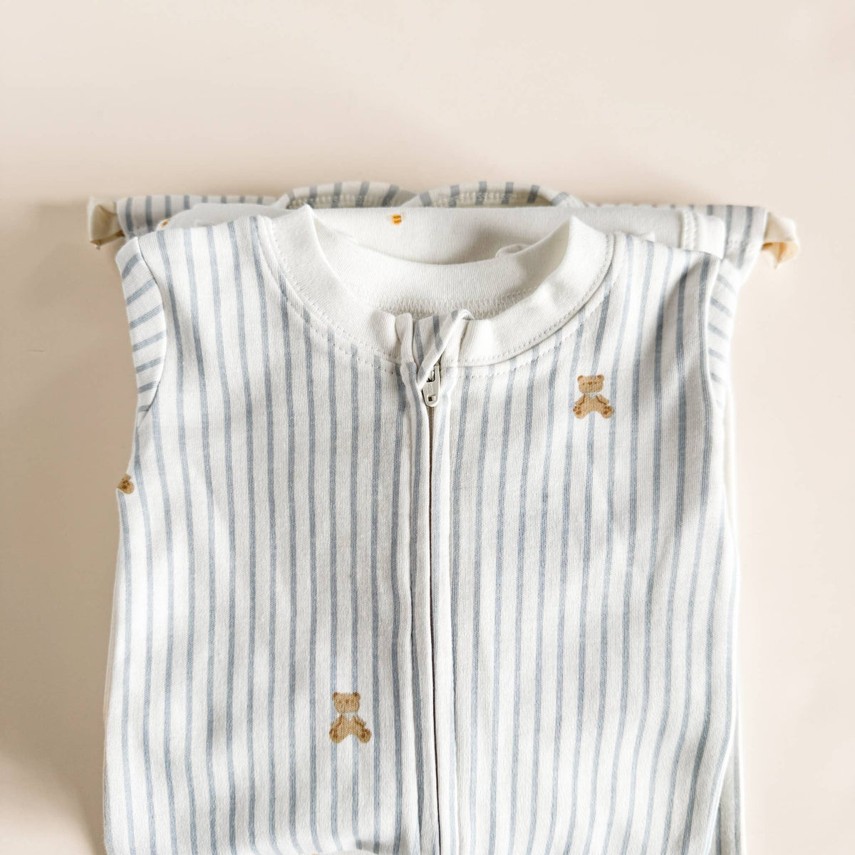 The Blueberry Hill - Knit Zipper Romper Teddy Bear Blue Baby Organic Newborn Gift