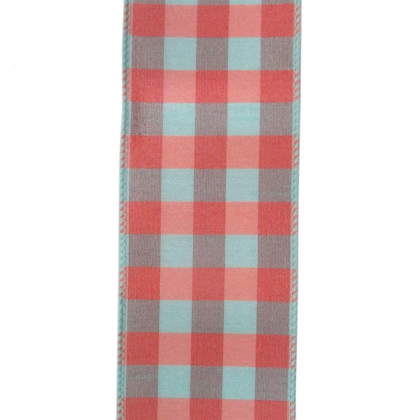 David Christopher's Collection - Aqua / Coral Plaid Ribbon