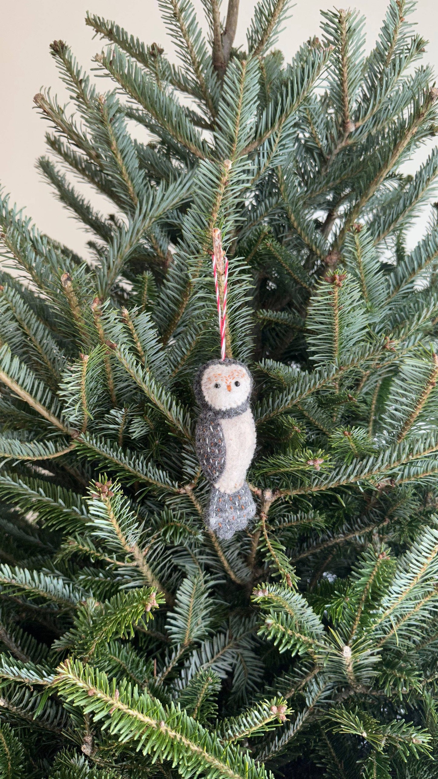 Deer Harbour Design - Hand-Stitched Owl Ornament: Orange