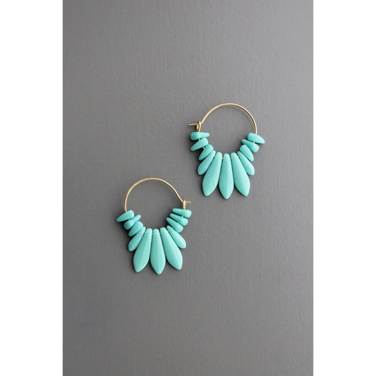 David Aubrey Jewelry - EMIE09 Turquoise glass small hoops