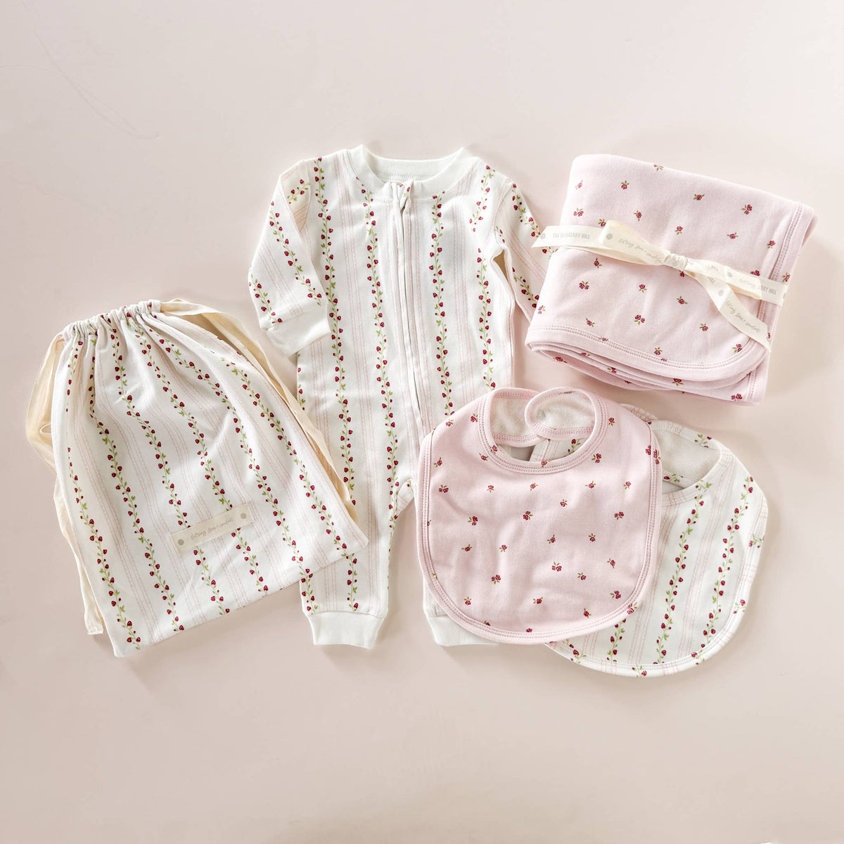 The Blueberry Hill - Organic Cotton Zipper Romper Strawberry Baby Zipper
