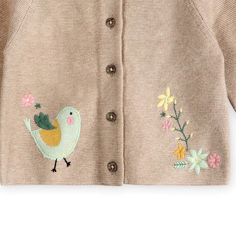 Viverano Organics - Bird Embroidered Baby Knit Cardigan (Organic)