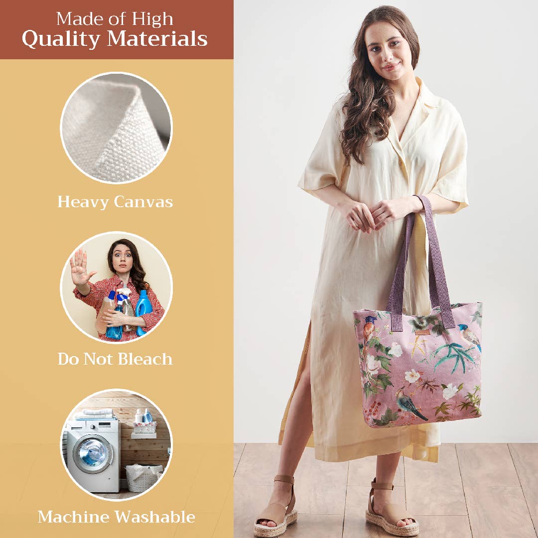 Maison d'Hermine - Design in Every Thread - Canvas Tote Bag 100% Cotton Hokuzai - Violet - 17.7" x 14.5"